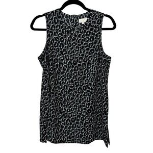Mud Pie Black White Grey Tank Top with Leopard Cheetah Animal Pattern Sleeveless